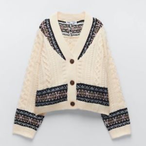 Zara Jacquard knit cardigan. Size Small.